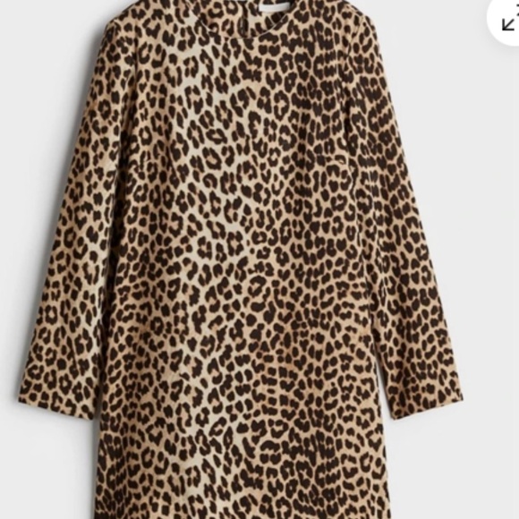 H&M leopard print shift mini dress with shoulder pads - Picture 2 of 6
